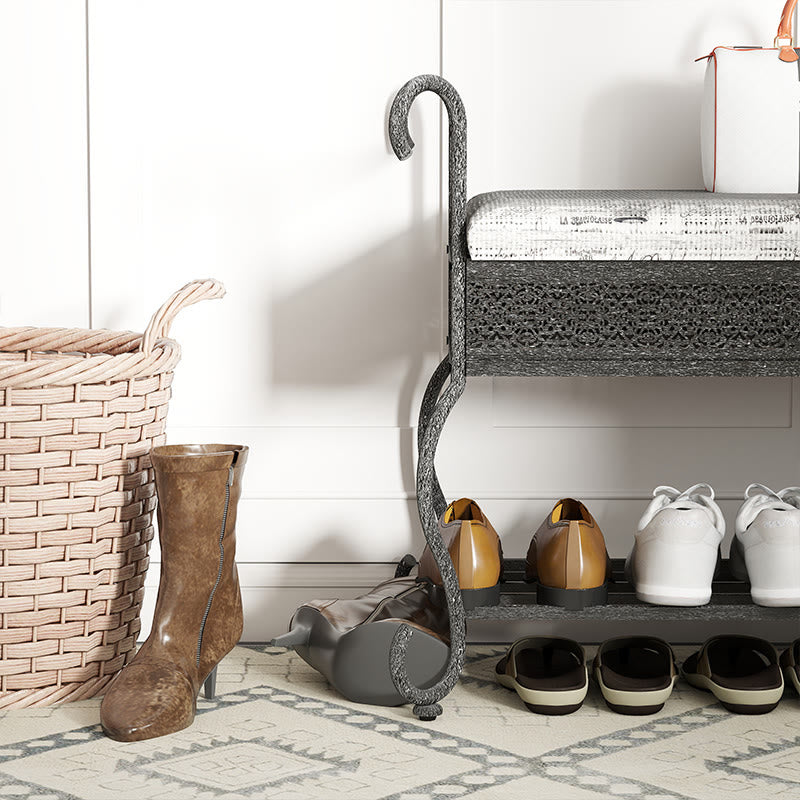 Iffhome Rustic Shoe Rack Bench For Entryway - image 3