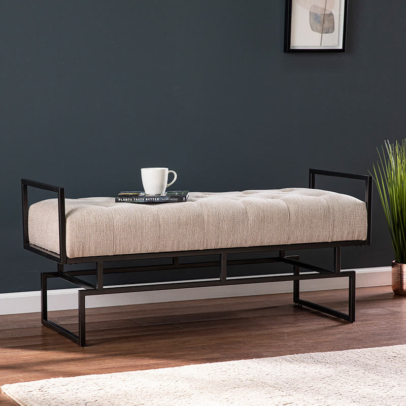 Iffhome Minimalist Cream Upholstered Bench - Beige - image 1