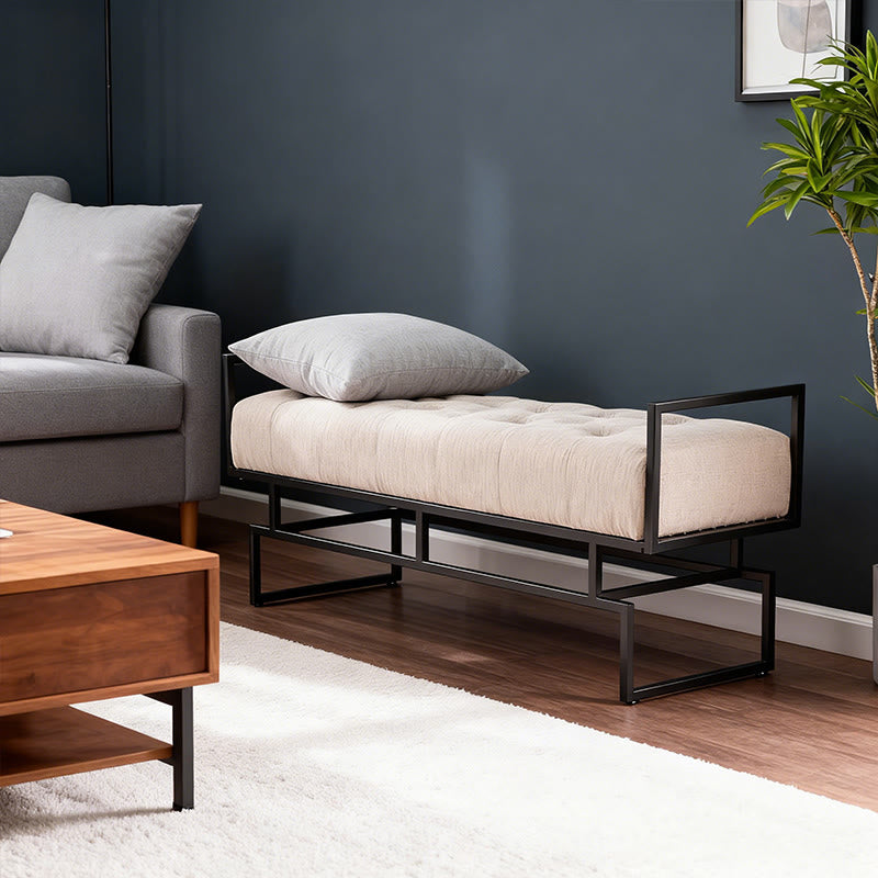 Iffhome Minimalist Cream Upholstered Bench - image 2