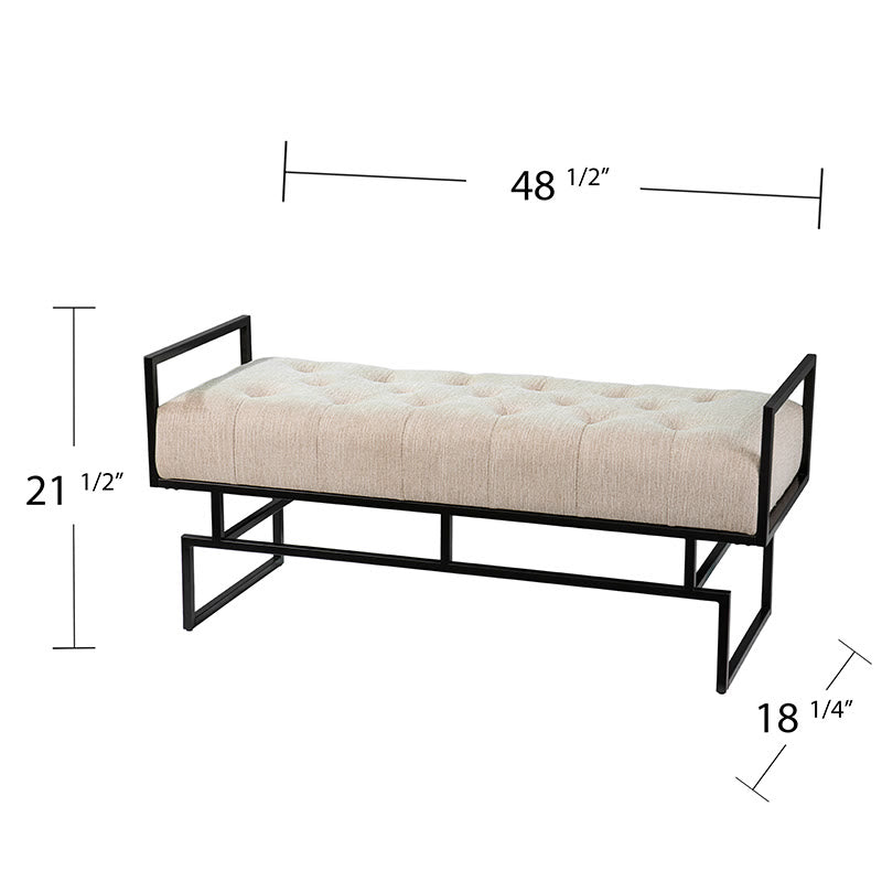 Minimalist Cream Upholstered Bench - image 8