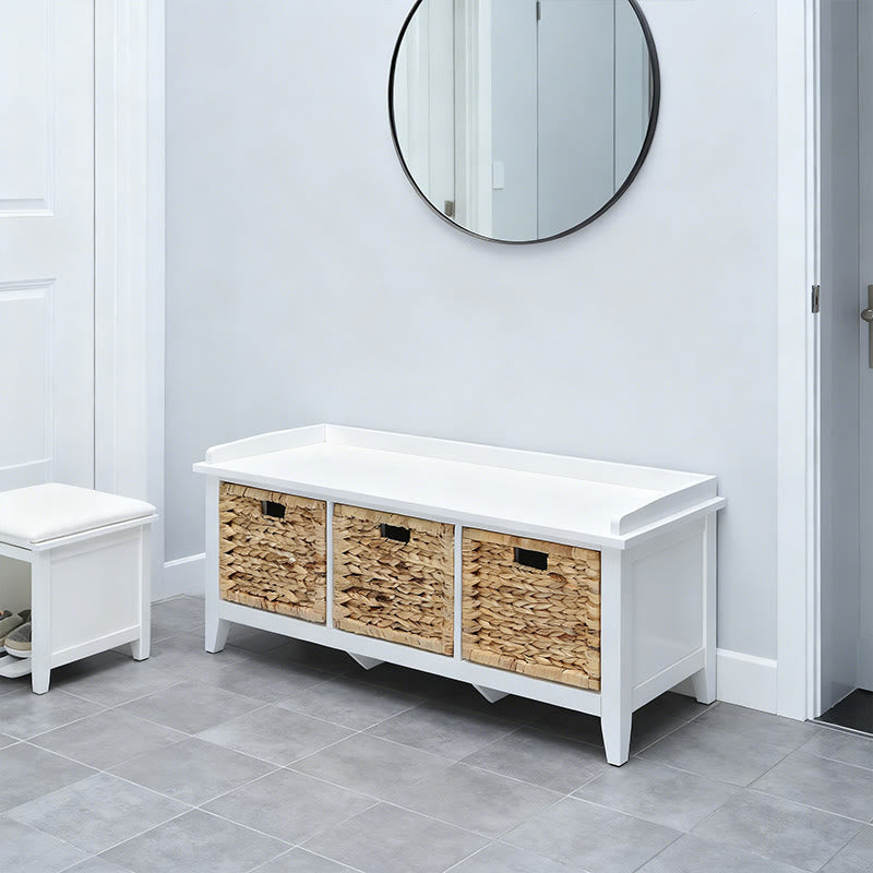 Spacious Bench With Rattan Baskets  - image 2