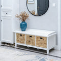 Spacious Bench With Rattan Baskets  - Beige - image 0