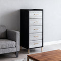 Standing Jewelry Armoire With Mirror - Black+Silver - image 0