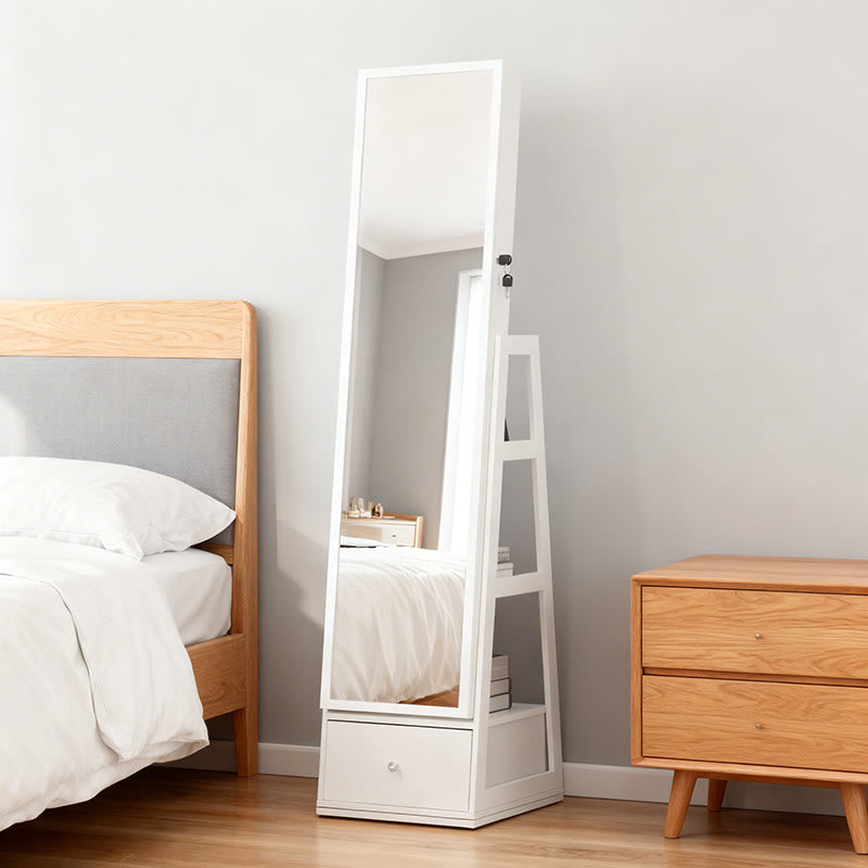 Swivel Jewelry Cabinet With Full Length Mirror - White - image 0