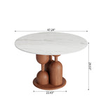 Solenne Solid Wood Pedestal Round Dining Table With White Glossy Stone Top - image 4