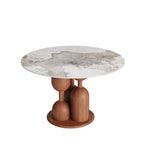 Solenne Solid Wood Pedestal Round Dining Table With Pandora Glossy Stone Top - image 1