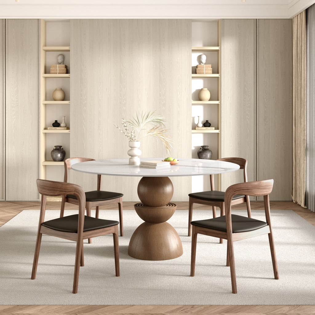 Mira Dark Walnut Solid Wood Pedestal Round Dining Table - image 4