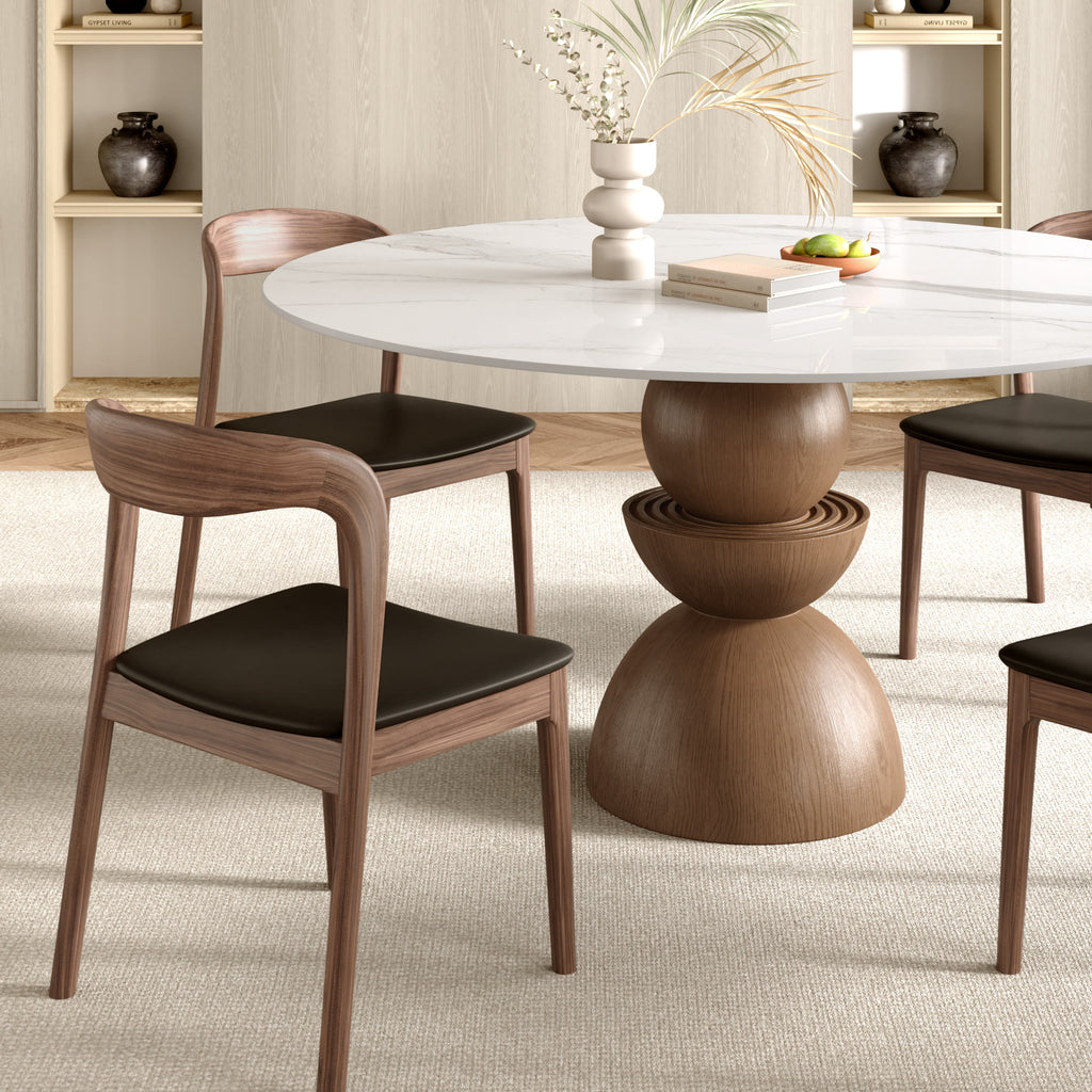 Mira Dark Walnut Solid Wood Pedestal Round Dining Table - image 2