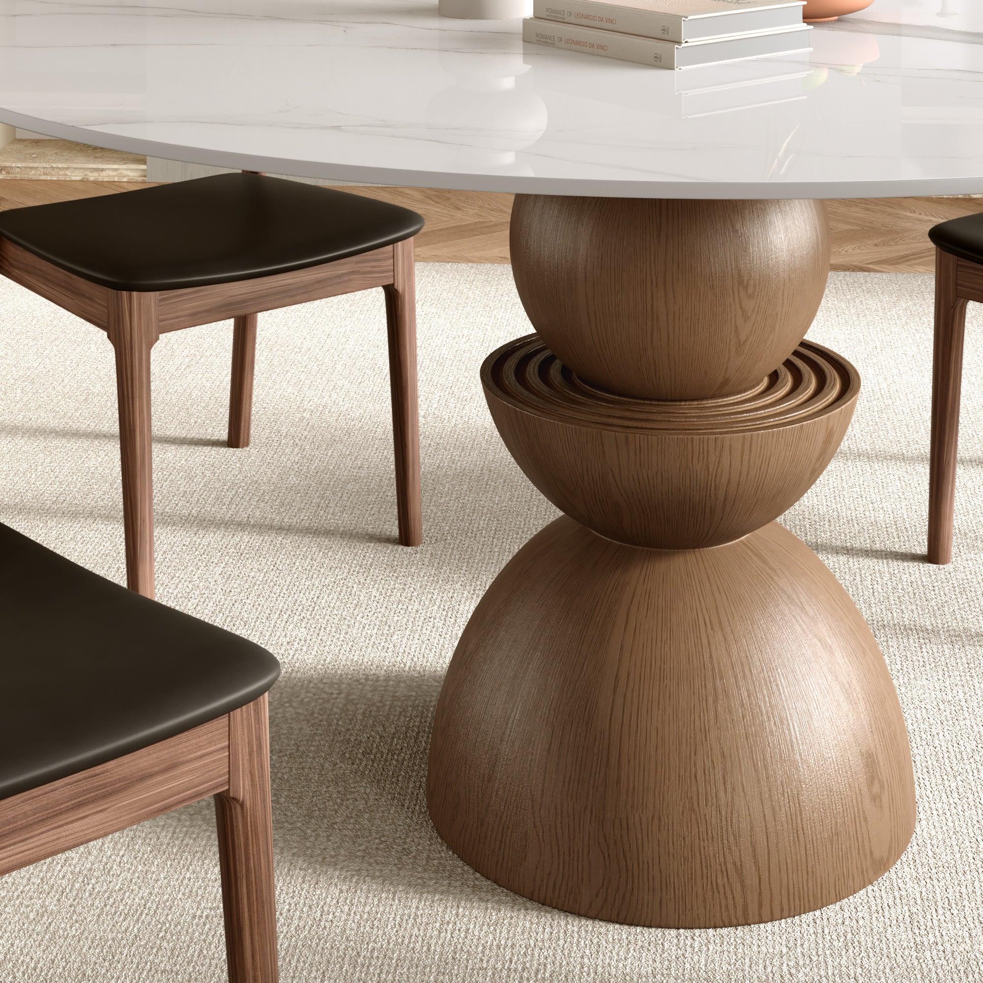 Mira Dark Walnut Solid Wood Pedestal Round Dining Table - image 14