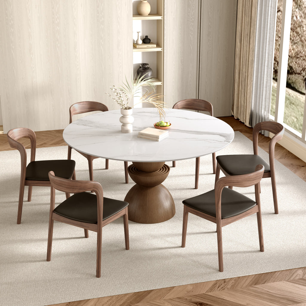 Mira Dark Walnut Solid Wood Pedestal Round Dining Table - image 3