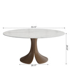 Calyx Dark Walnut Solid Wood Pedestal Round Dining Table  - image 16