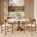 Calyx Dark Walnut Solid Wood Pedestal Round Dining Table  - image 13