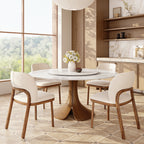 Calyx Dark Walnut Solid Wood Pedestal Round Dining Table With Lazy Susan - image 4