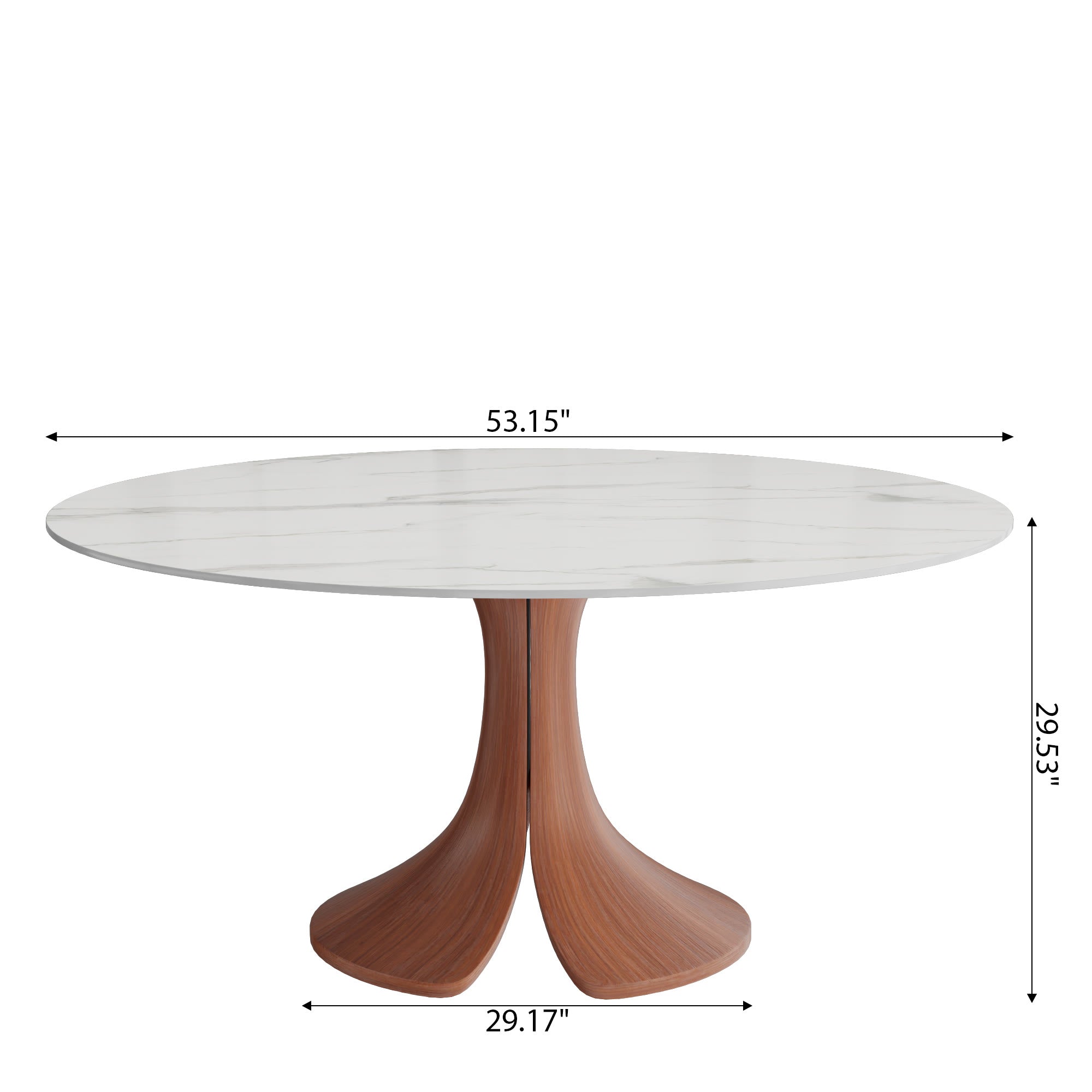 Calyx Red Walnut Solid Wood Pedestal Round Dining Table  - image 7