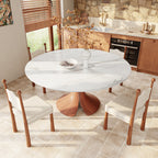 Calyx Red Walnut Solid Wood Pedestal Round Dining Table  - image 4