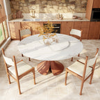 Calyx Red Walnut Solid Wood Pedestal Round Dining Table With Lazy Susan - image 3