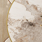 Aurelia Solid Wood Pedestal Round Dining Table With Pandora Glossy Stone Top Brass Trimmed - image 8