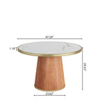 Maris Modern Glam Soft-Vein Brass-Trim Tapered Drum Dining Table - image 4