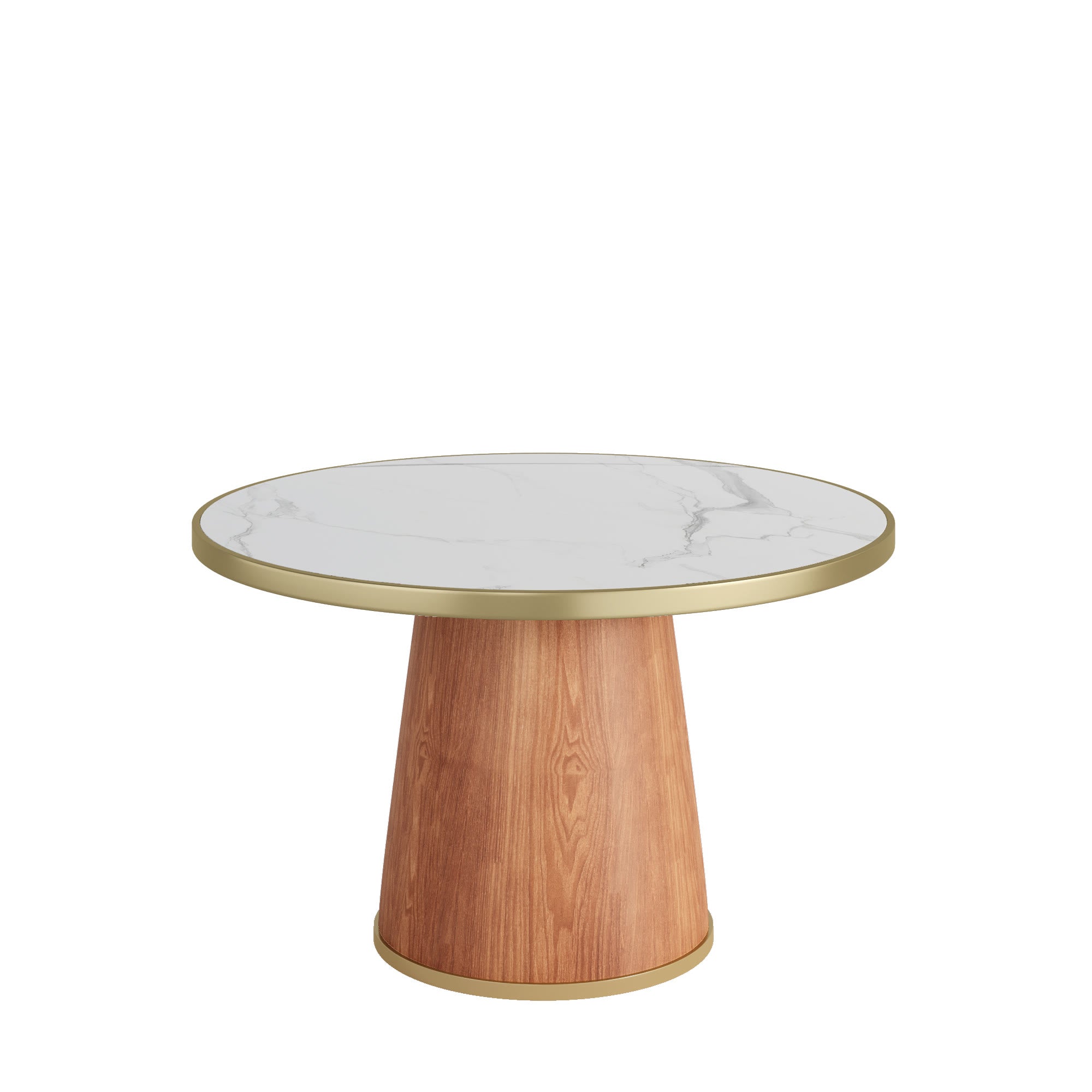 Maris Modern Glam Soft-Vein Brass-Trim Tapered Drum Dining Table - image 1