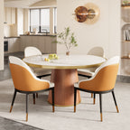 Maris Modern Glam Soft-Vein Brass-Trim Tapered Drum Dining Table - image 3