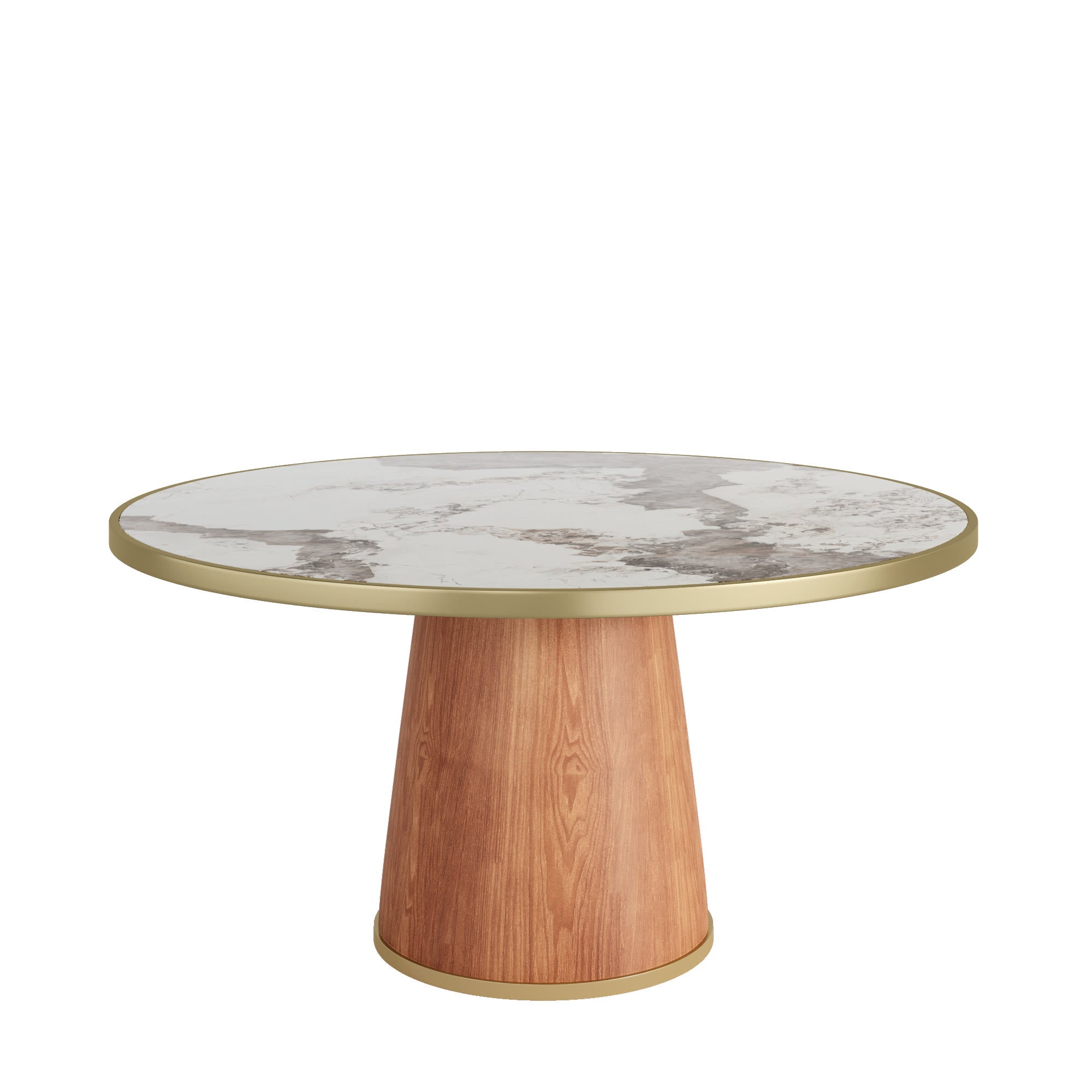 Maris Modern Glam Amber-Vein Brass-Trim Tapered Drum Dining Table - image 1