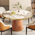 Maris Modern Glam Amber-Vein Brass-Trim Tapered Drum Dining Table - 59.05'' W X 59.05'' D X 29.53'' H - image 0