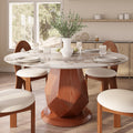 Prisma Solid Wood Geometric Pedestal Round Dining Table With Pandora Glossy Stone Top - 59.05'' W X 59.05'' D X 29.53'' H - image 0