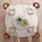 Prisma Red Walnut Solid Wood Geometric Pedestal Round Dining Table With Lazy Susan - image 4