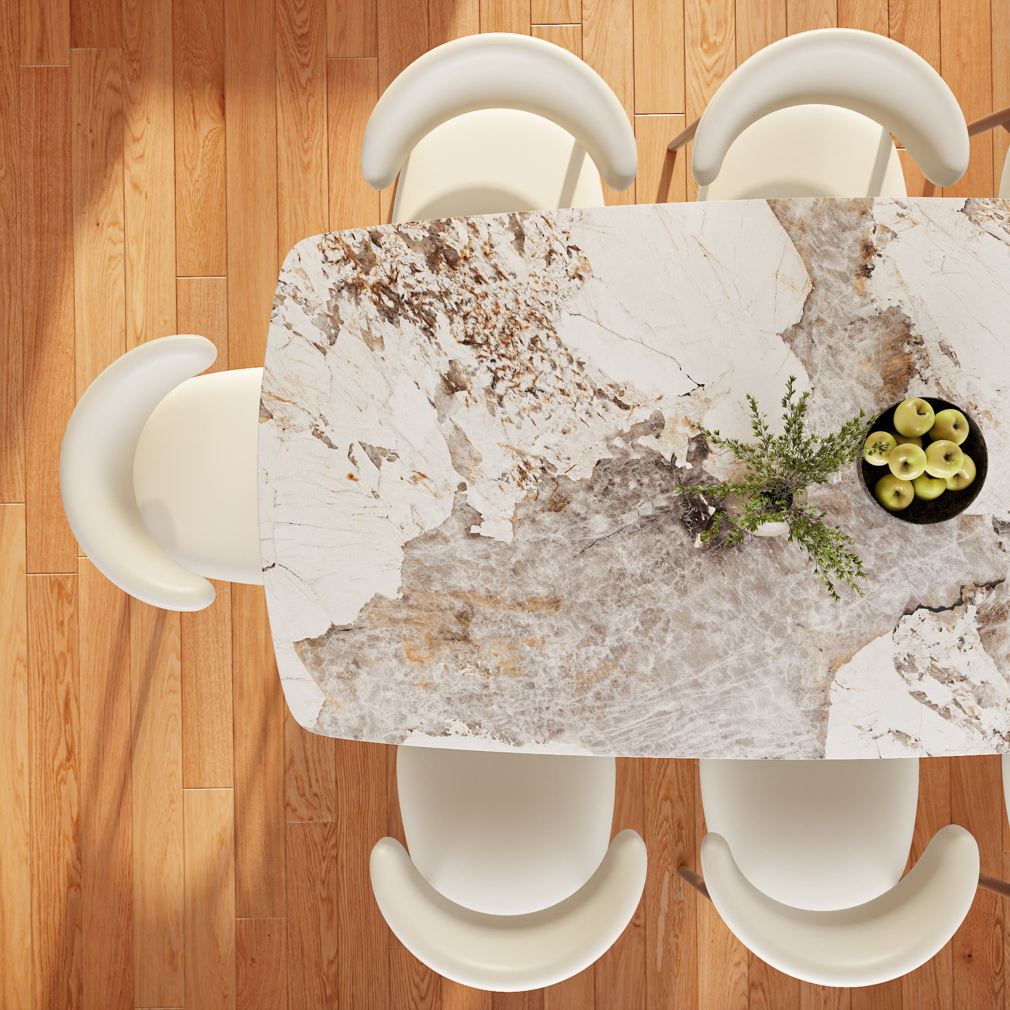 Elaris Solid Wood Double Pedestal Racetrack Dining Table With Pandora Glossy Stone Top - image 3