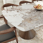 Dark Walnut Solid Wood Double Pedestal Rectangular Dining Table With Pandora Glossy Stone Top - image 2