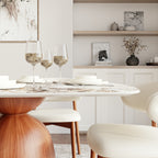 Natural Oak Solid Wood Double Pedestal Rectangular Dining Table With Pandora Glossy Stone Top - image 4