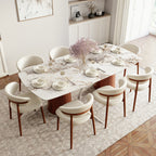 Natural Oak Solid Wood Double Pedestal Rectangular Dining Table With Pandora Glossy Stone Top - image 6