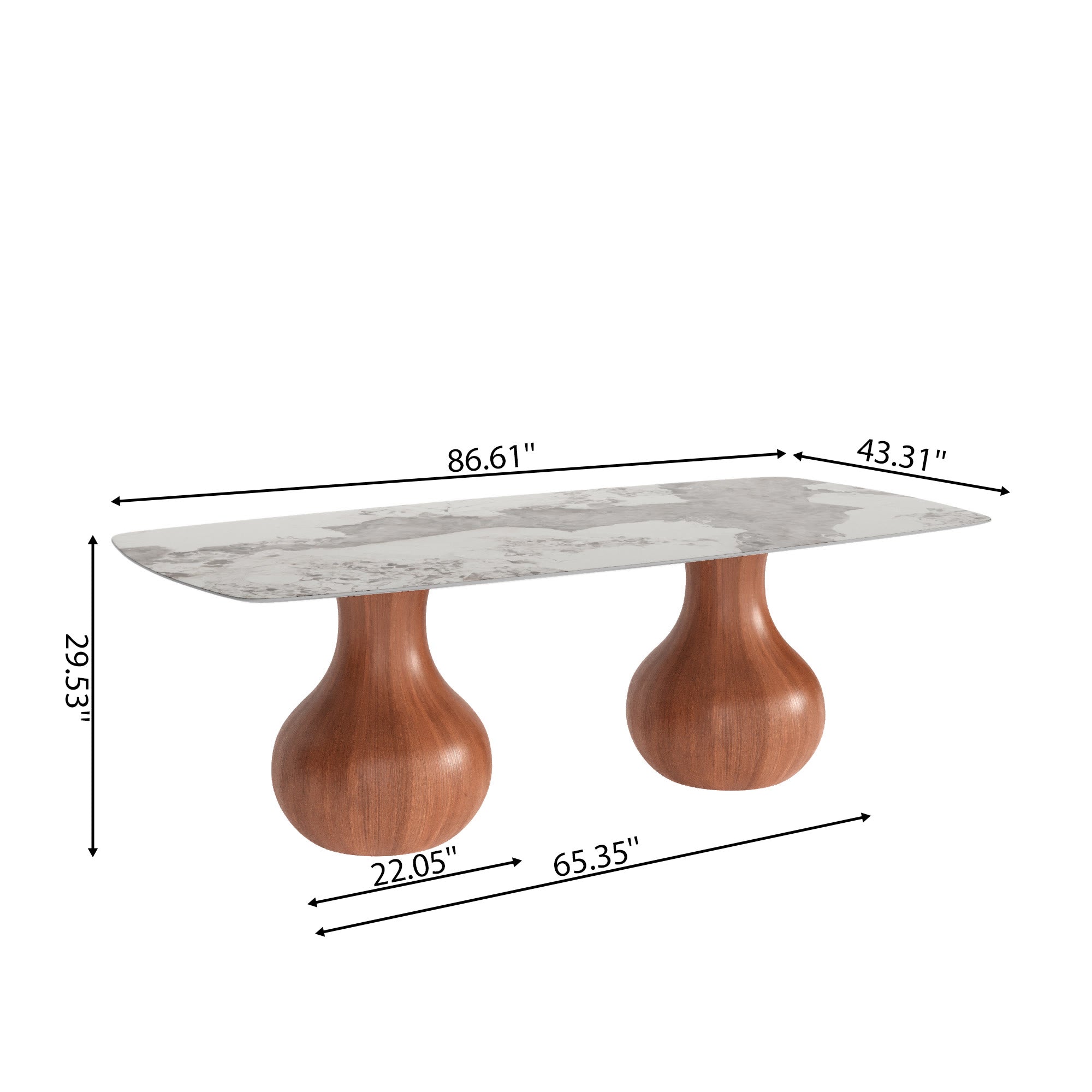 Walnut Teardrop Base Dining Table with Pandora Glossy Stone Top - image 6