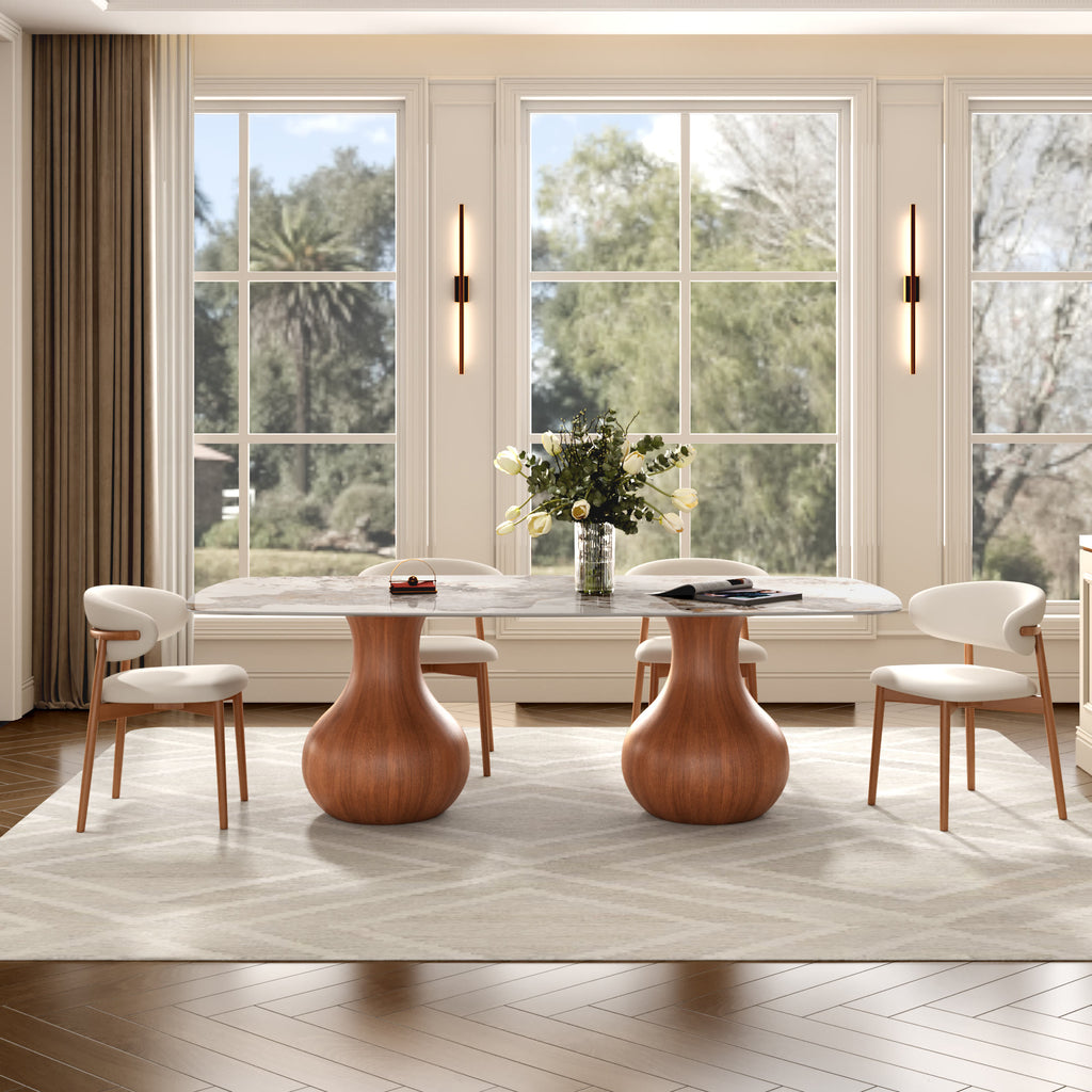 Walnut Teardrop Base Dining Table with Pandora Glossy Stone Top - image 8