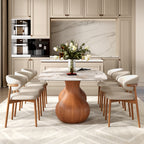 Walnut Teardrop Base Dining Table with Pandora Glossy Stone Top - image 2
