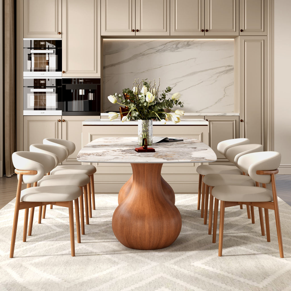 Walnut Teardrop Base Dining Table with Pandora Glossy Stone Top - image 2