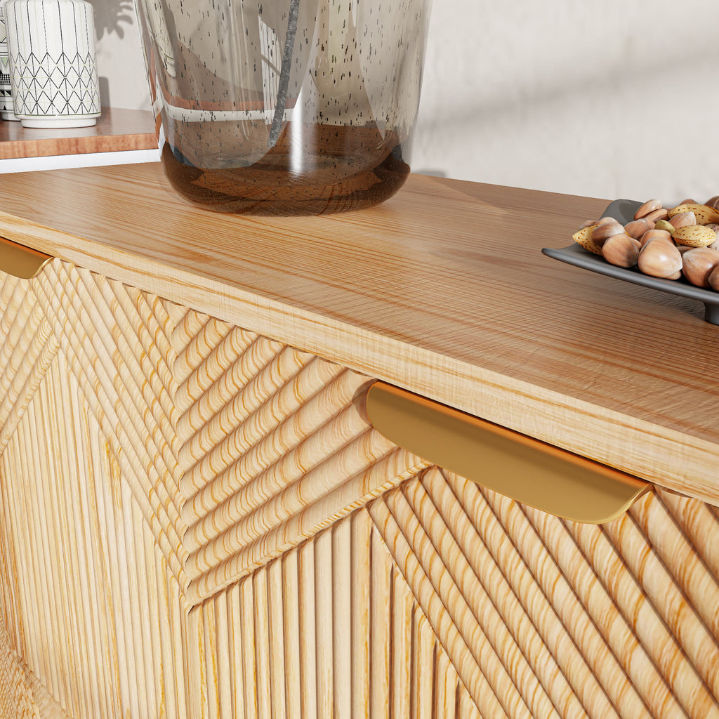 Modern 2-Door Sideboard Buffet Accent Cabinet With Open Storage Shelves & Drawer - image 3