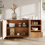 Modern 2-Door Sideboard Buffet Accent Cabinet With Open Storage Shelves & Drawer - image 5