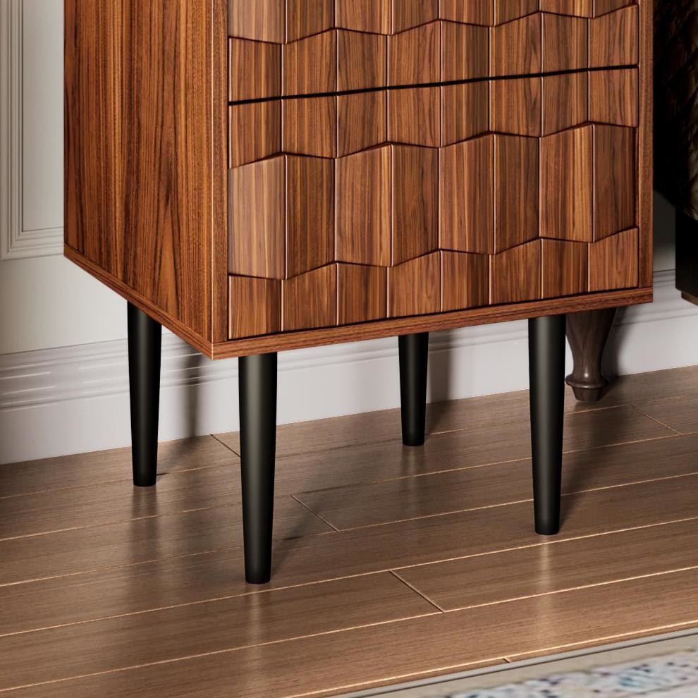 Modern Mid-Century Geometric Nightstand With 2 Spacious Drawers, Push-To-Open - image 2