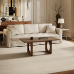 Rectangular Wooden Coffee Table Modern Farmhouse Round Cutout Panel Legs - image 6