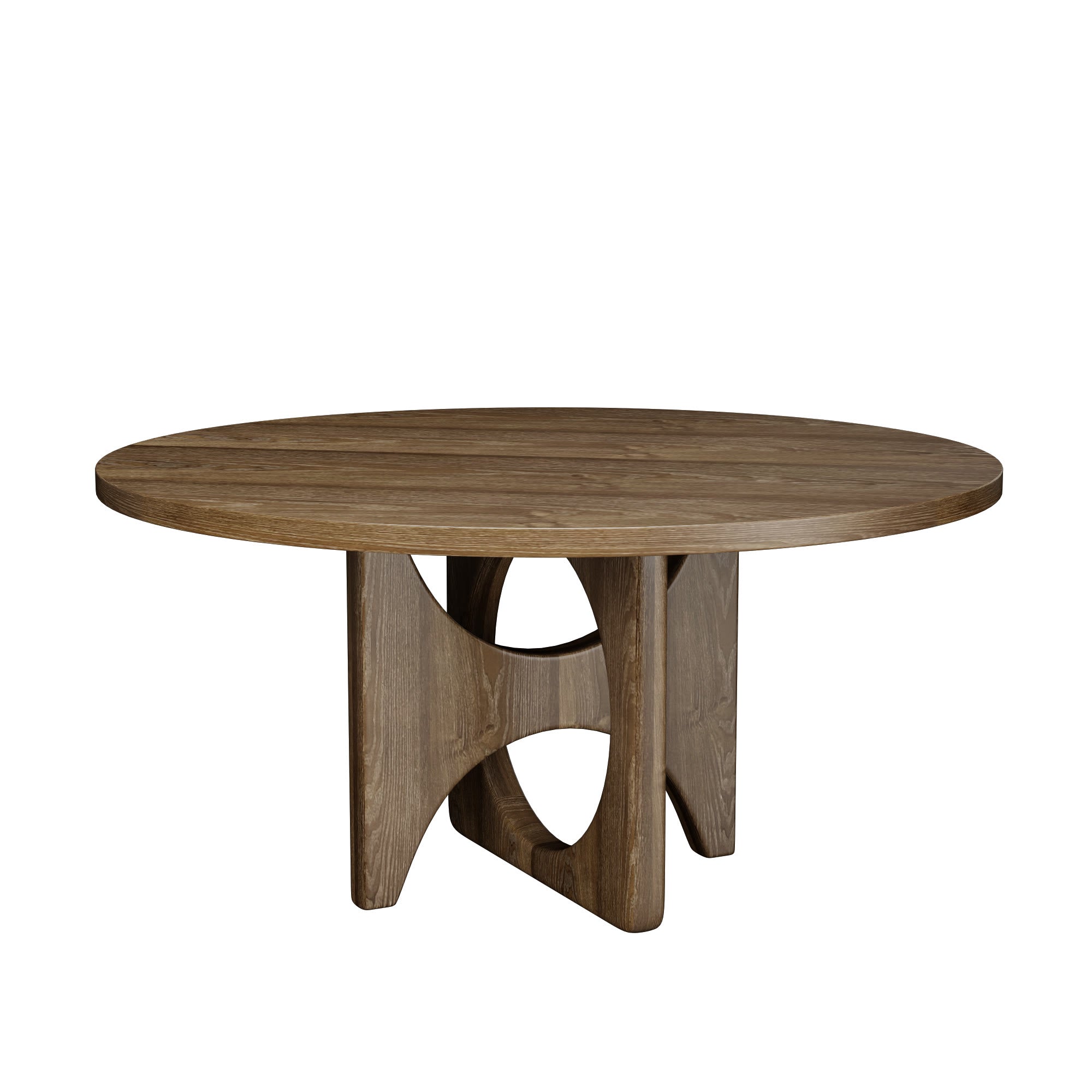 Round Wooden Coffee Table Modern Farmhouse Cross Legs with Circular Cutout - image 1