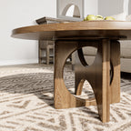 Round Wooden Coffee Table Modern Farmhouse Cross Legs with Circular Cutout - image 5