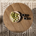 Round Wooden Coffee Table Modern Farmhouse Cross Legs with Circular Cutout - image 4
