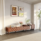 Modern Extendable TV Stand Media Console with Geometric 3D Doors & Open Storage Shelves - image 5