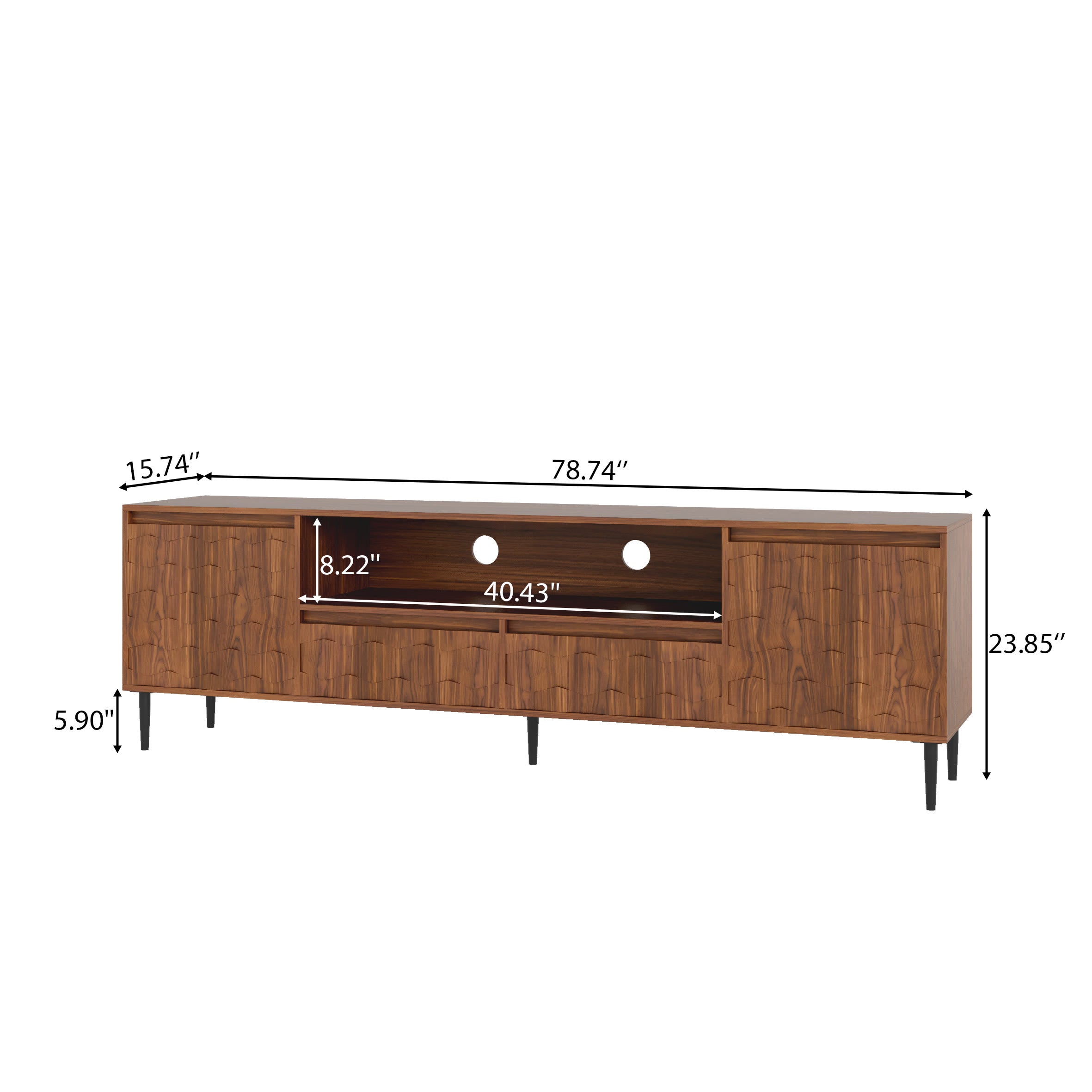 Ulita 78'' Fluted TV Stand Mid-Century Modern Media Console with Storage Cabinets and Open Shelves - image 7