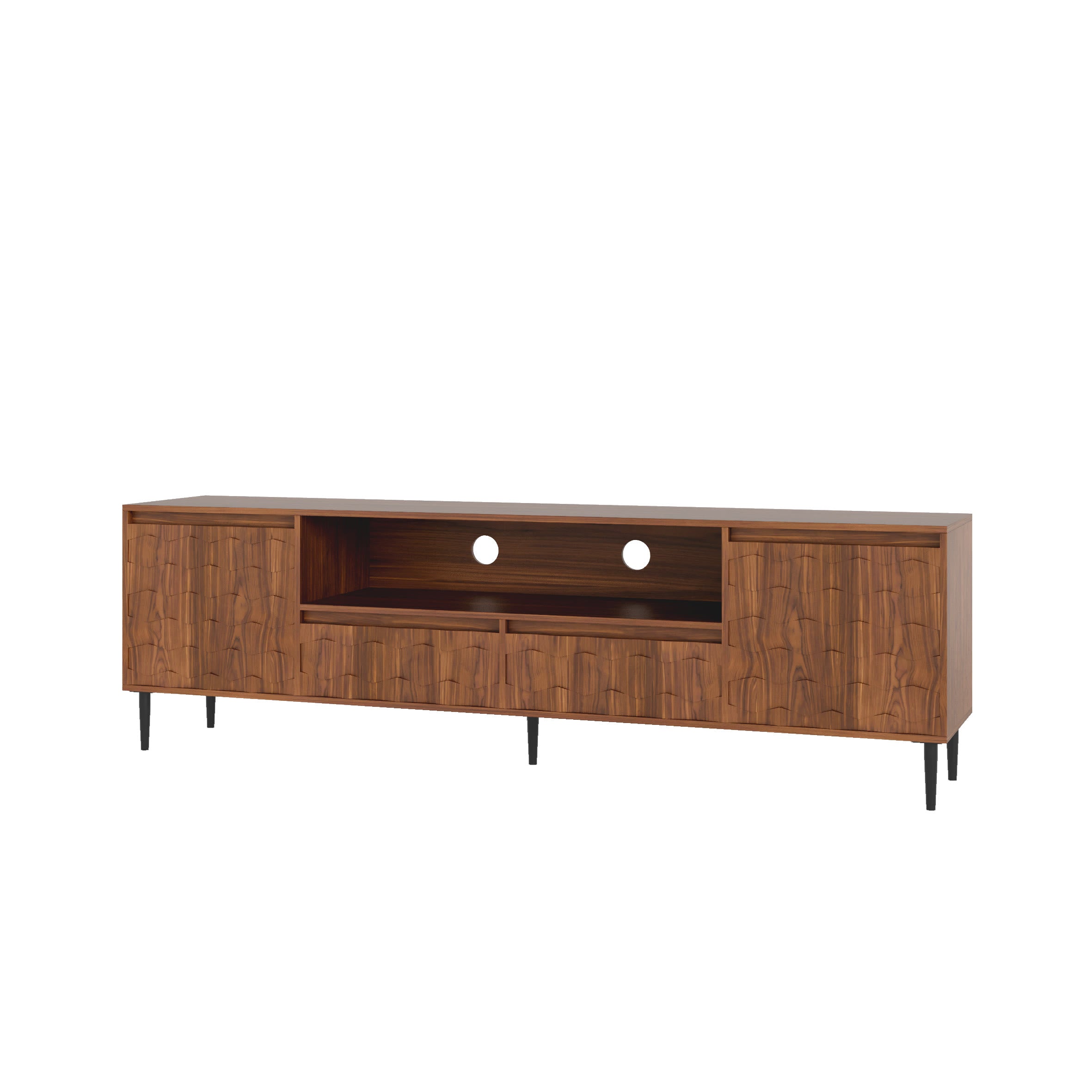 Ulita 78'' Fluted TV Stand Mid-Century Modern Media Console with Storage Cabinets and Open Shelves - image 1
