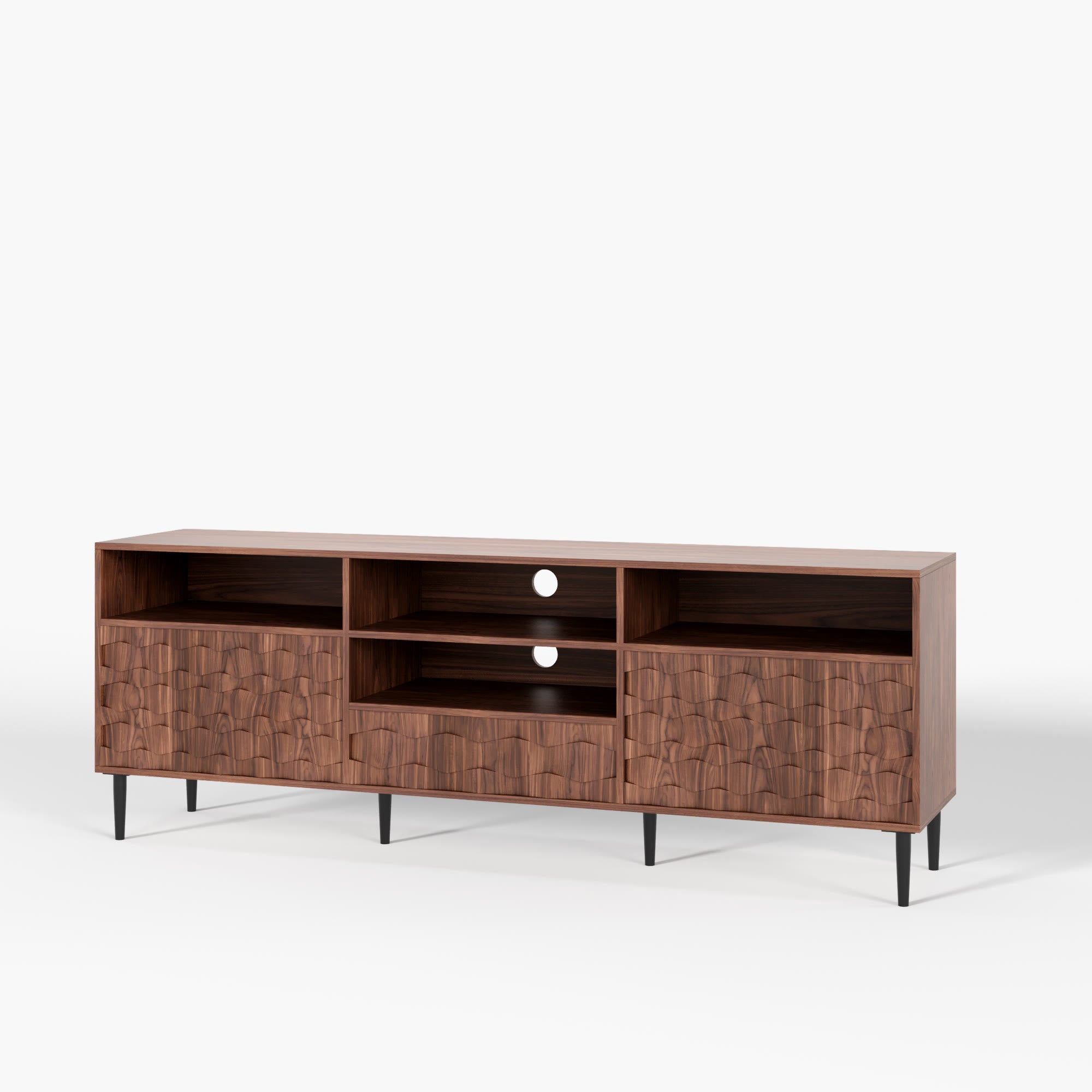 Ulita 70'' Fluted TV Stand Mid-Century Modern Media Console with Storage Cabinets and Open Shelves - image 1