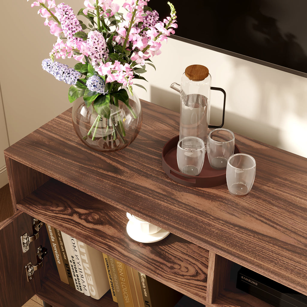 Ulita 70'' Fluted TV Stand Mid-Century Modern Media Console with Storage Cabinets and Open Shelves - image 2