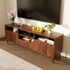Ulita 70'' Fluted TV Stand Mid-Century Modern Media Console with Storage Cabinets and Open Shelves - image 6