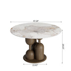 Solenne Dark Walnut Solid Wood Pedestal Round Dining Table With Pandora Glossy Stone Top - image 5